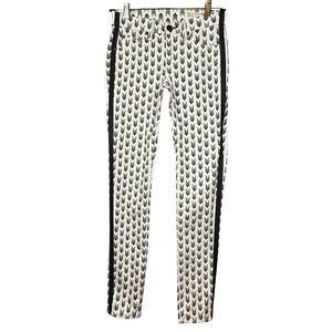 RAG & BONE Intermix Arrow Tuxedo White and Black Leggings Skinny Jeans, Size 25